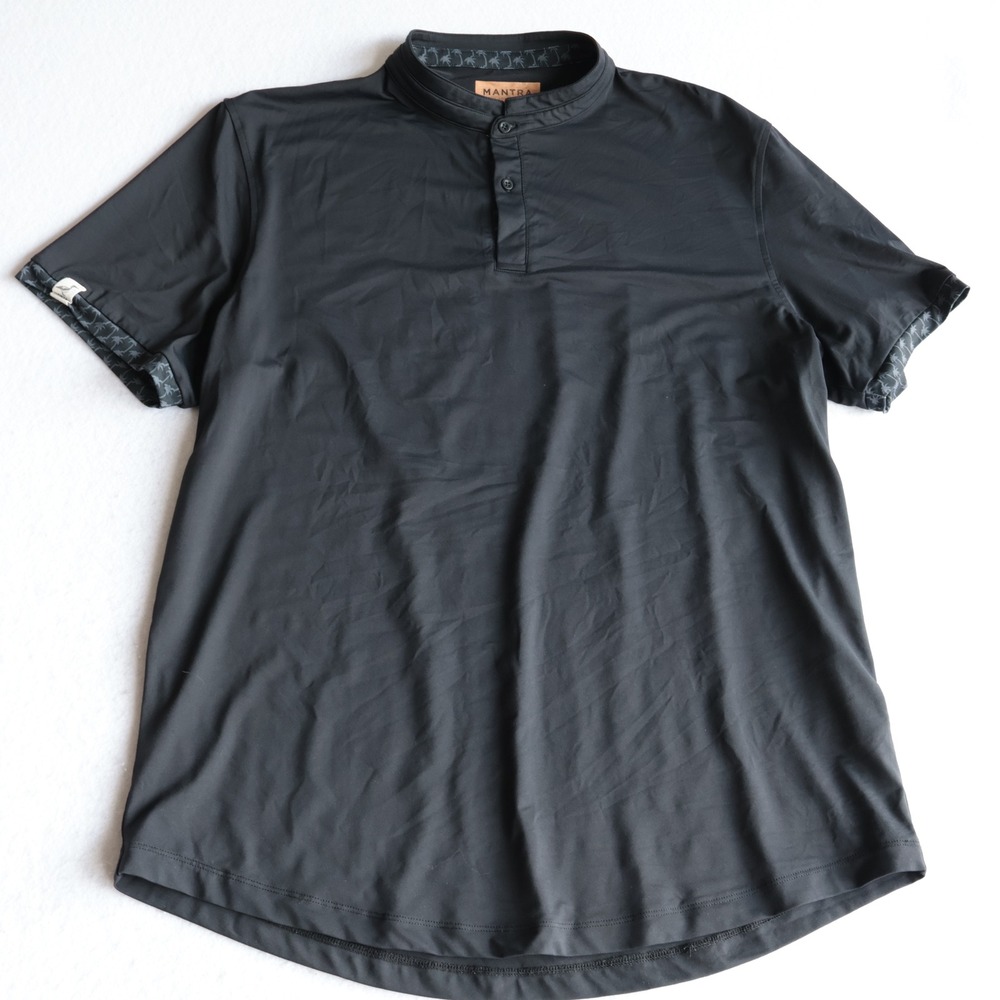 Mantra Black Catalyst Performance Polo Shirt Men XL Palm Tree Print Blade Collar - Picture 4 of 11